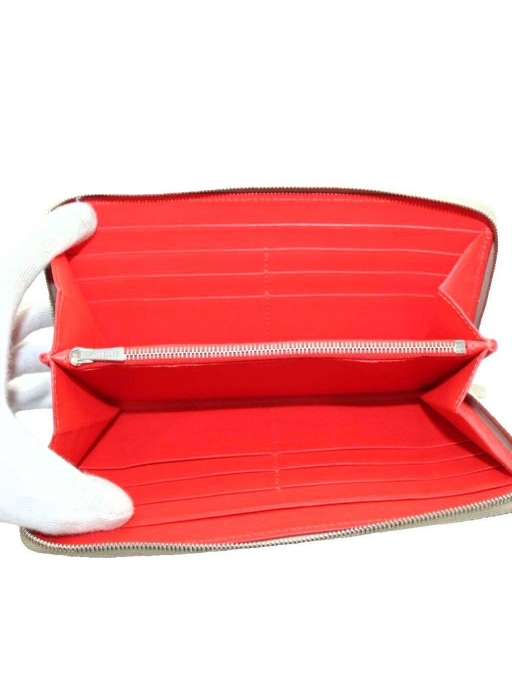 Celine Wallet Zip Around Coin Purse Leather Beige - Picture 6 of 8